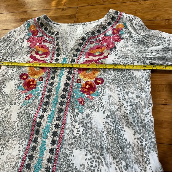 Savanna Jane Multicolor Floral Embroidered Rayon Bell Sleeve Blouse - Picture 9 of 9